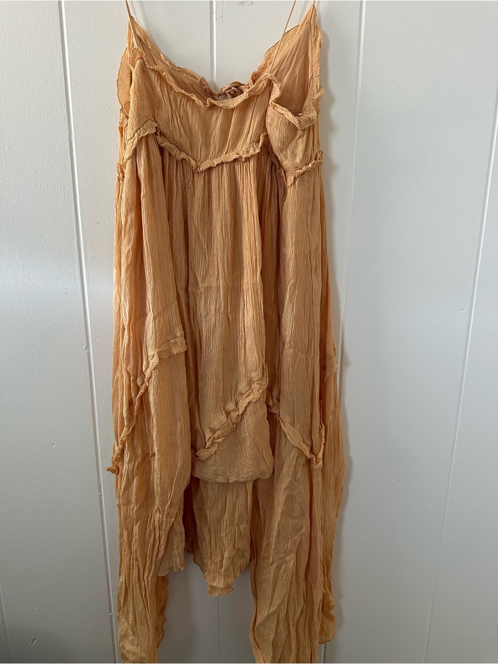 Zara Asymmetrical Handkerchief Hem Spaghetti Strap Dress in Peach - Picture 4 of 8
